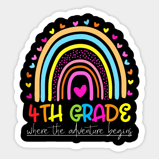 Rainbow 4th Grade Where The Adventure Begins Sticker by Red and Black Floral